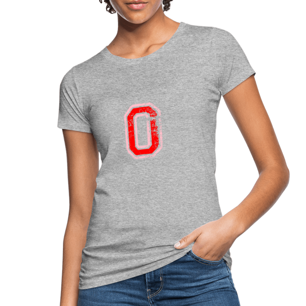 Damen T-Shirt aus Bio-Baumwolle mit O Print im College Stil rosa/rot Women's Organic T-Shirt | Continental Clothing SPOD heather grey S 