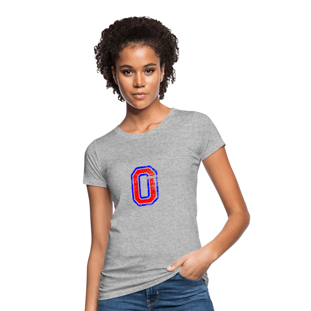 Damen T-Shirt aus Bio-Baumwolle mit O Print im College Stil rot/blau Women's Organic T-Shirt | Continental Clothing SPOD 