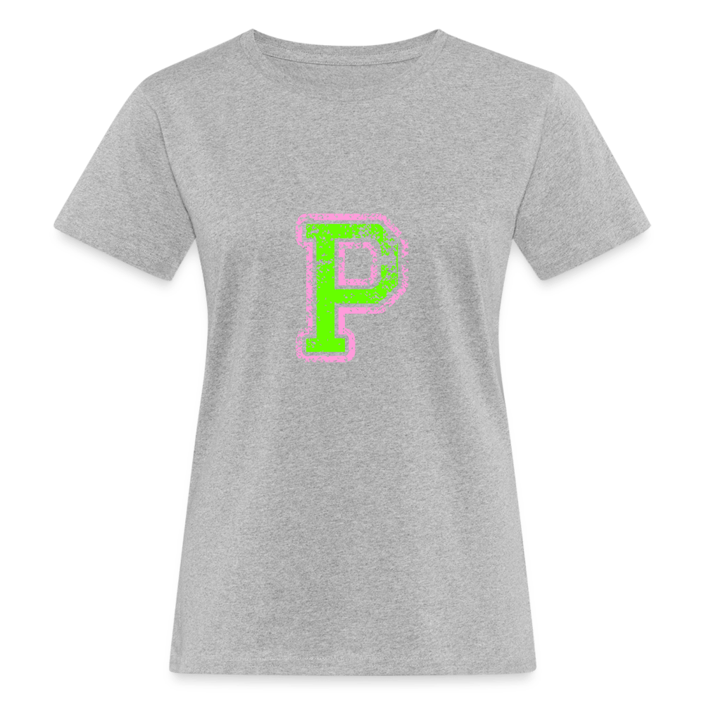 Damen T-Shirt aus Bio-Baumwolle mit P Print im College Stil rosa/grün Women's Organic T-Shirt | Continental Clothing SPOD heather grey S 