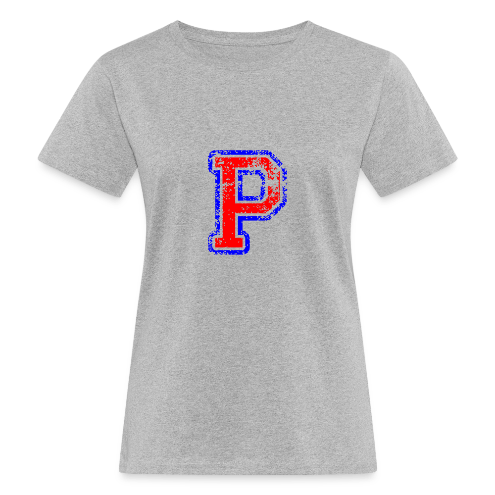 Damen T-Shirt aus Bio-Baumwolle mit P Print im College Stil rot/blau Women's Organic T-Shirt | Continental Clothing SPOD heather grey S 
