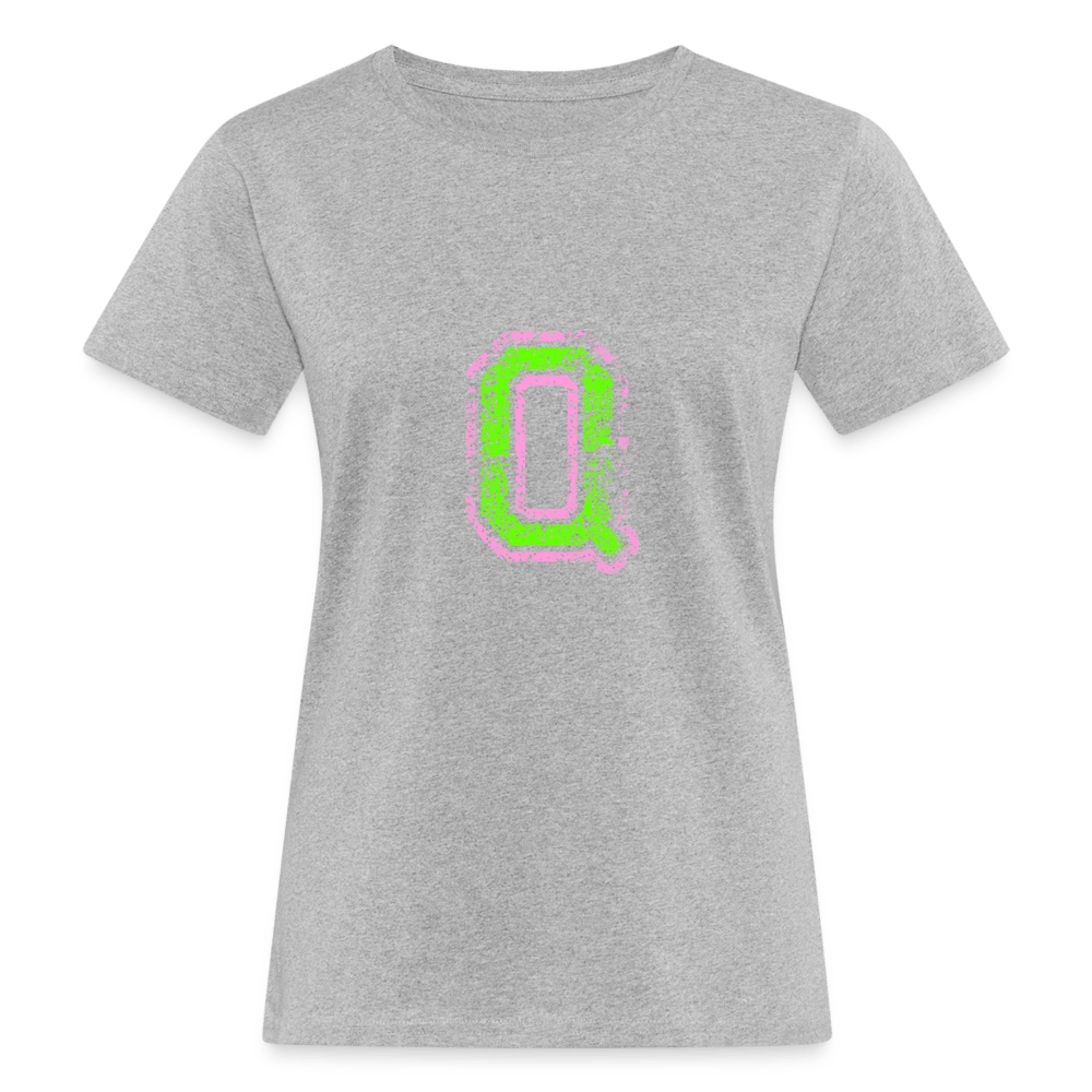 Damen T-Shirt aus Bio-Baumwolle mit Q Print im College Stil rosa/grün Women's Organic T-Shirt | Continental Clothing SPOD heather grey S 