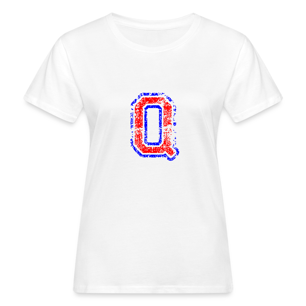 Damen T-Shirt aus Bio-Baumwolle mit Q Print im College Stil rot/blau Women's Organic T-Shirt | Continental Clothing SPOD 