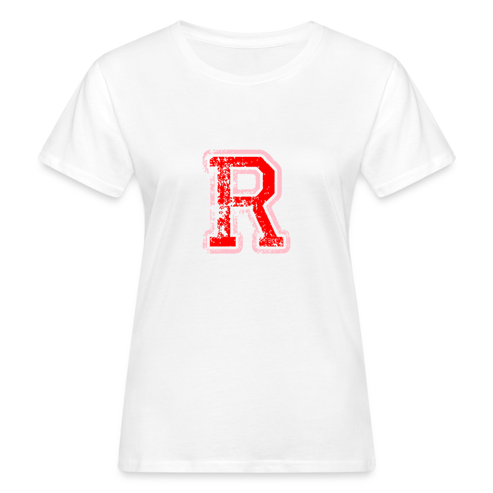 Damen T-Shirt aus Bio-Baumwolle mit R Print im College Stil rosa/rot Women's Organic T-Shirt | Continental Clothing SPOD white S 