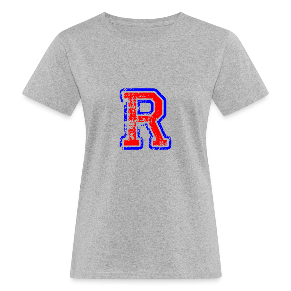 Damen T-Shirt aus Bio-Baumwolle mit R Print im College Stil rot/blau Women's Organic T-Shirt | Continental Clothing SPOD heather grey S 