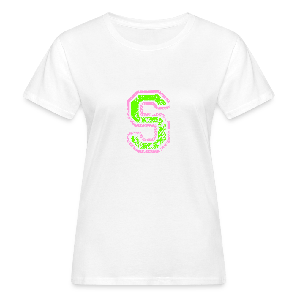 Damen T-Shirt aus Bio-Baumwolle mit S Print im College Stil rosa/grün Women's Organic T-Shirt | Continental Clothing SPOD 