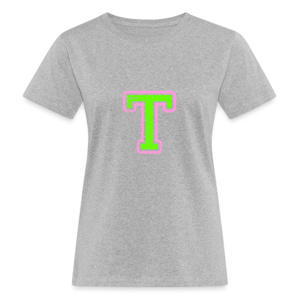 Damen T-Shirt aus Bio-Baumwolle mit T Print im College Stil rosa/grün Women's Organic T-Shirt | Continental Clothing SPOD heather grey S 