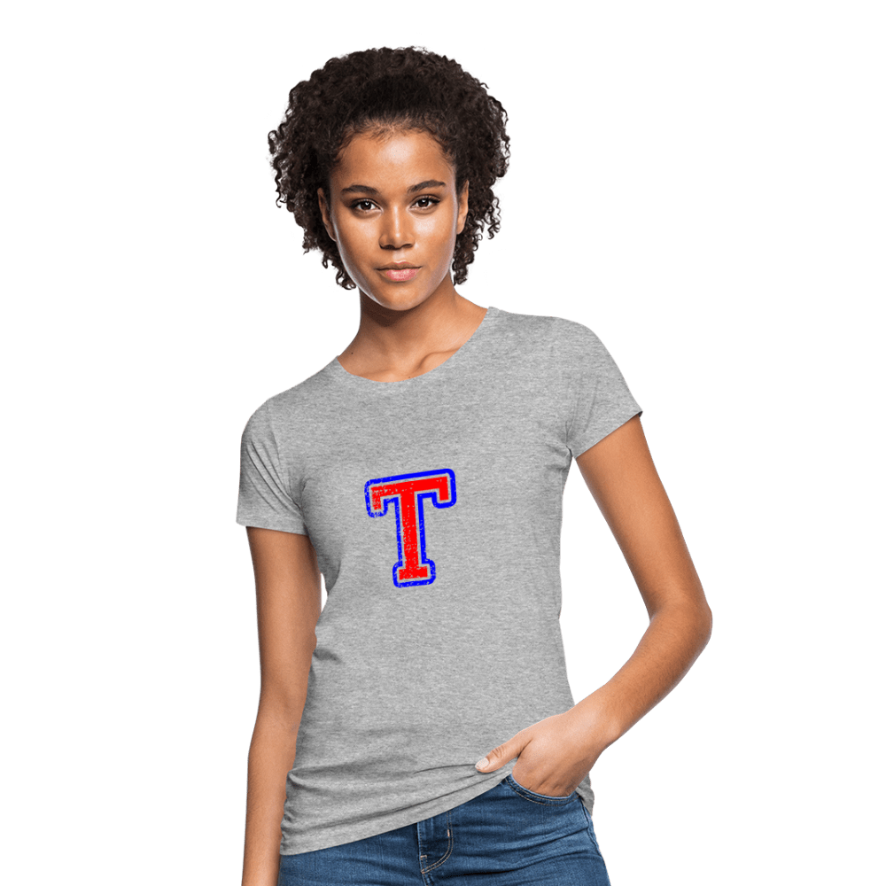 Damen T-Shirt aus Bio-Baumwolle mit T Print im College Stil rot/blau Women's Organic T-Shirt | Continental Clothing SPOD 