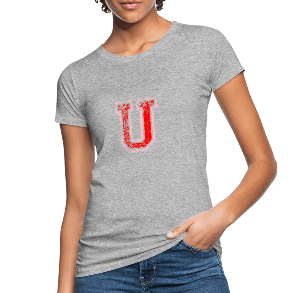 Damen T-Shirt aus Bio-Baumwolle mit U Print im College Stil rosa/rot Women's Organic T-Shirt | Continental Clothing SPOD 