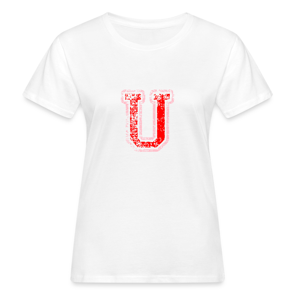 Damen T-Shirt aus Bio-Baumwolle mit U Print im College Stil rosa/rot Women's Organic T-Shirt | Continental Clothing SPOD white S 