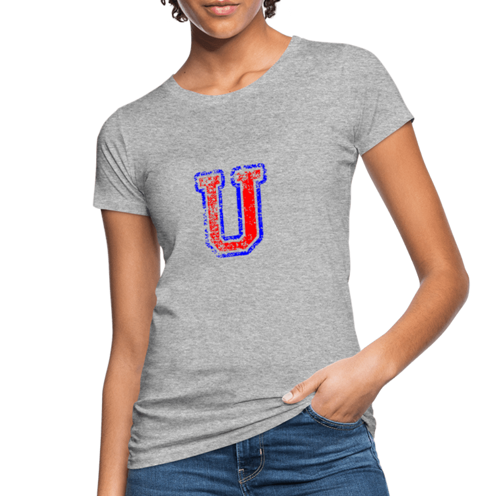 Damen T-Shirt aus Bio-Baumwolle mit U Print im College Stil rot/blau Women's Organic T-Shirt | Continental Clothing SPOD 