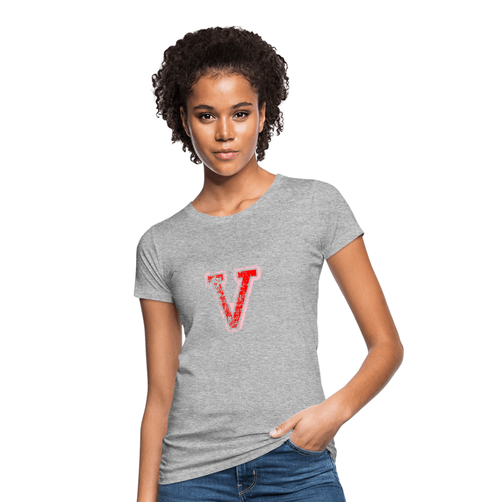 Damen T-Shirt aus Bio-Baumwolle mit V Print im College Stil rosa/rot Women's Organic T-Shirt | Continental Clothing SPOD heather grey S 
