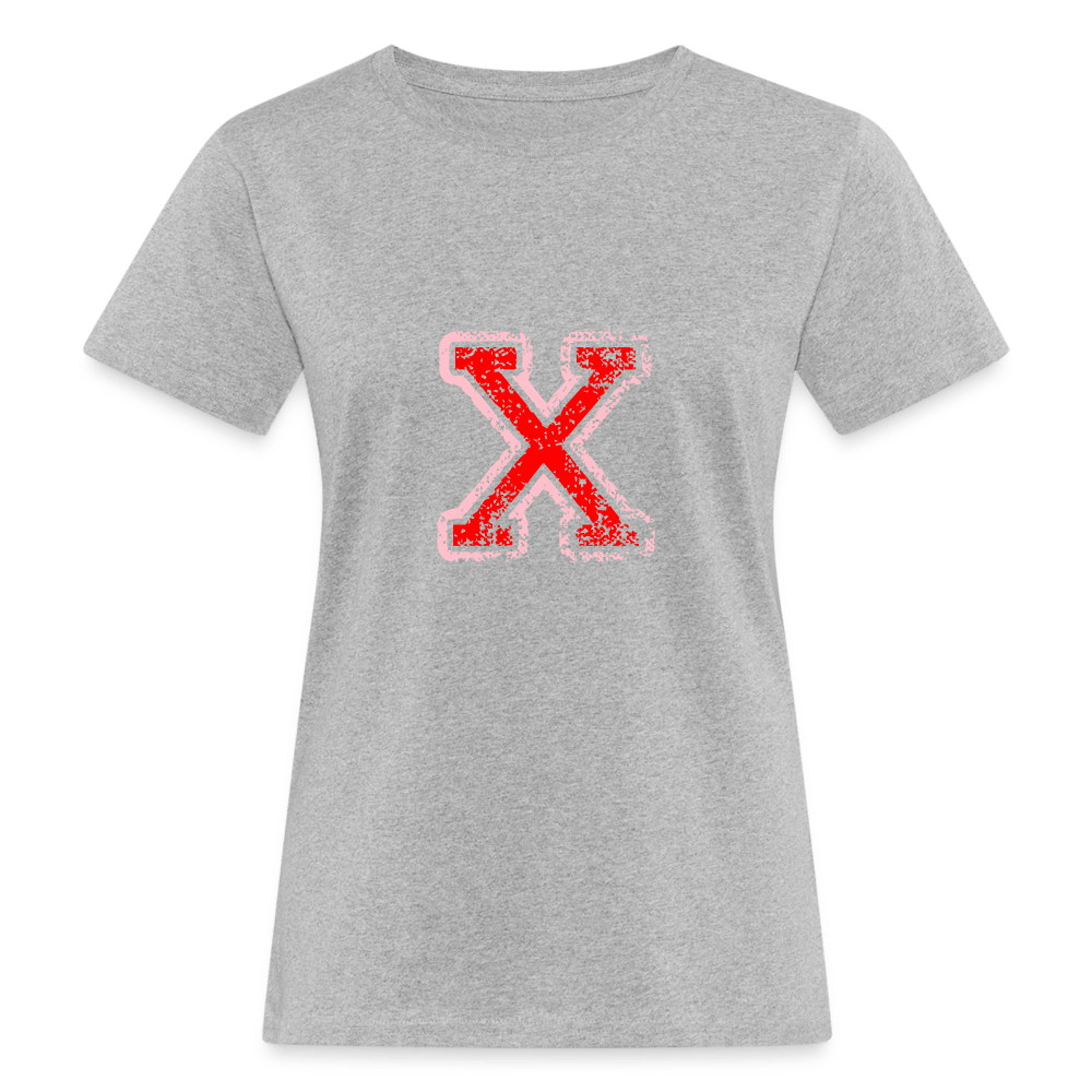 Damen T-Shirt aus Bio-Baumwolle mit X Print im College Stil rosa/rot Women's Organic T-Shirt | Continental Clothing SPOD 
