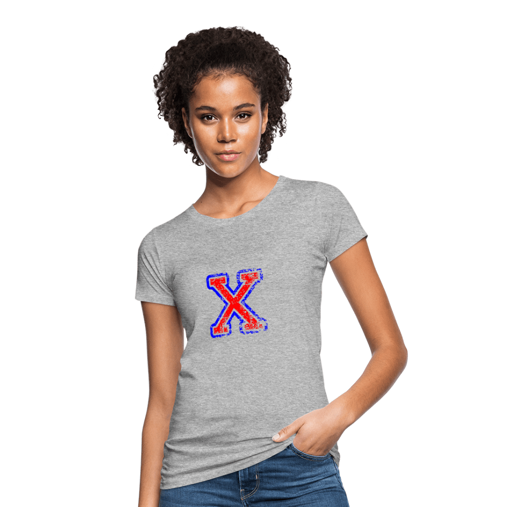 Damen T-Shirt aus Bio-Baumwolle mit X Print im College Stil rot/blau Women's Organic T-Shirt | Continental Clothing SPOD 