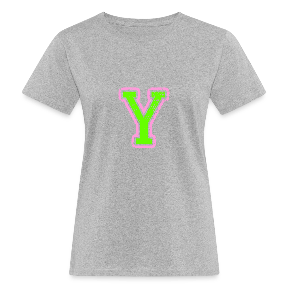 Damen T-Shirt aus Bio-Baumwolle mit Y Print im College Stil rosa/grün Women's Organic T-Shirt | Continental Clothing SPOD heather grey S 