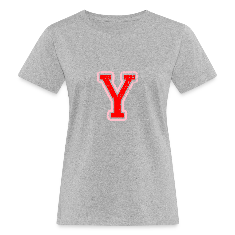 Damen T-Shirt aus Bio-Baumwolle mit Y Print im College Stil rosa/rot Women's Organic T-Shirt | Continental Clothing SPOD heather grey S 