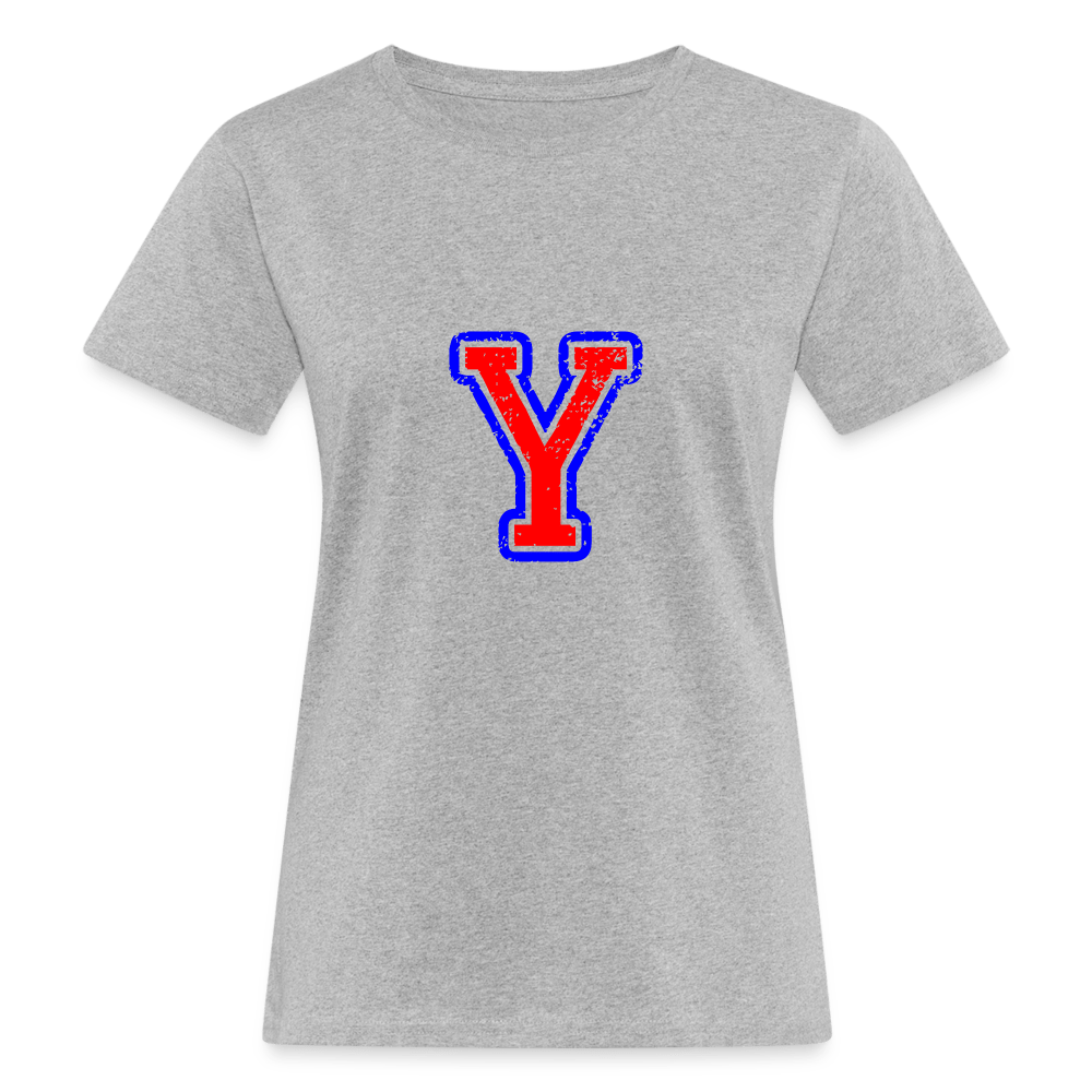 Damen T-Shirt aus Bio-Baumwolle mit Y Print im College Stil rot/blau Women's Organic T-Shirt | Continental Clothing SPOD heather grey S 