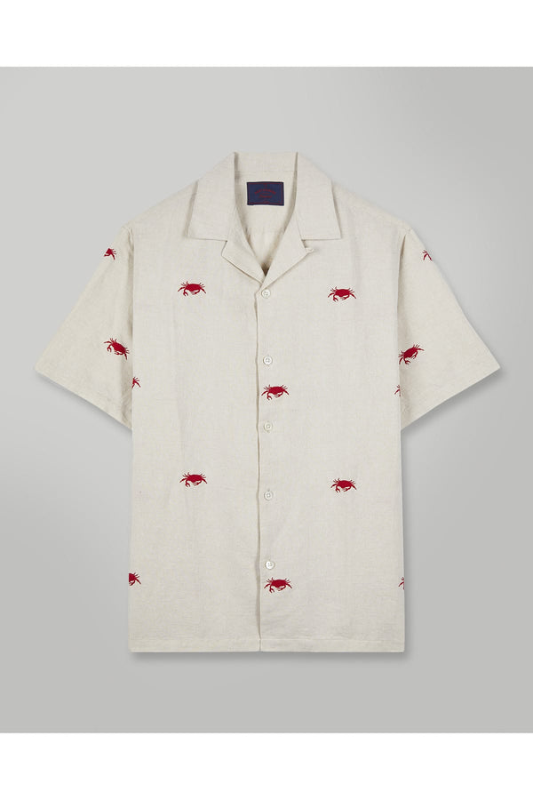 Hemd Crab Beige mit roten Krebsen Hemd Portuguese Flannel 