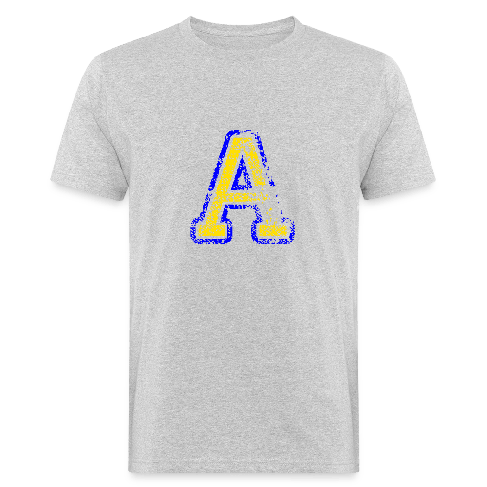Herren T-Shirt aus Bio-Baumwolle mit A Print im College Stil blau/gelb Men's Organic T-Shirt | Continental Clothing SPOD heather grey M 