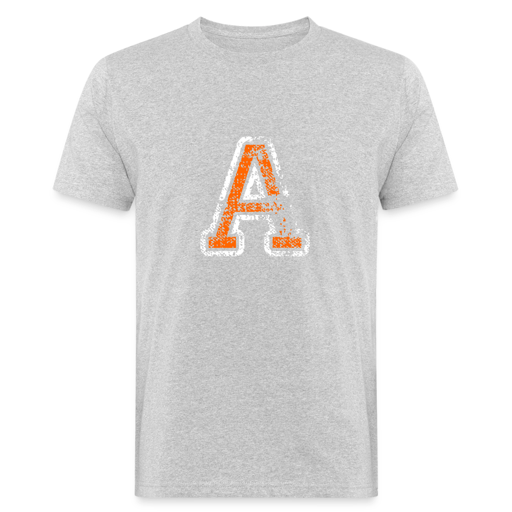 Herren T-Shirt aus Bio-Baumwolle mit A Print im College Stil weiß/orange Men's Organic T-Shirt | Continental Clothing SPOD heather grey M 