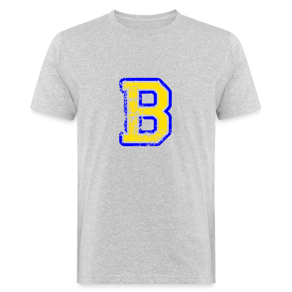 Herren T-Shirt aus Bio-Baumwolle mit B Print im College Stil blau/gelb Men's Organic T-Shirt | Continental Clothing SPOD heather grey M 
