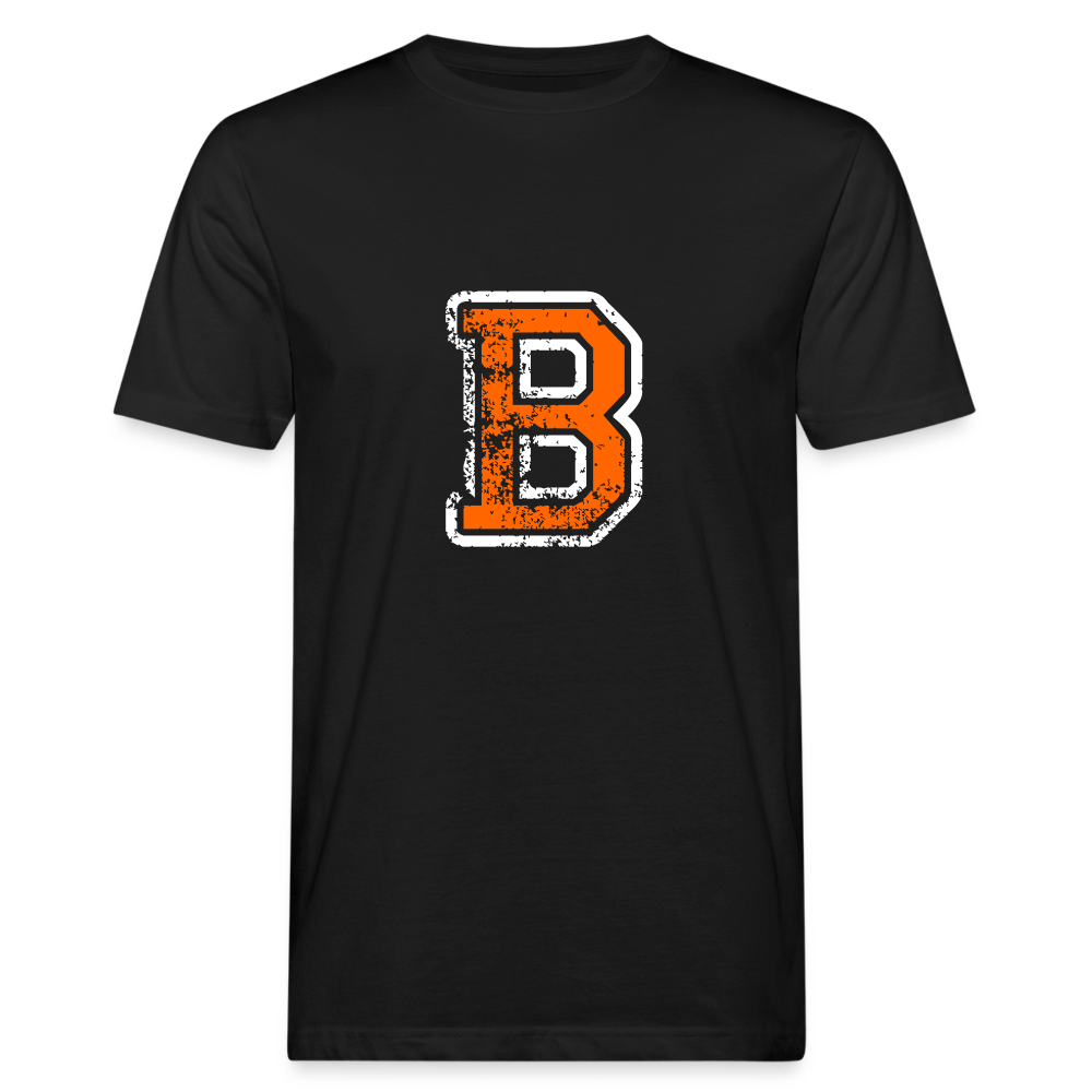 Herren T-Shirt aus Bio-Baumwolle mit B Print im College Stil weiß/orange Men's Organic T-Shirt | Continental Clothing SPOD black M 