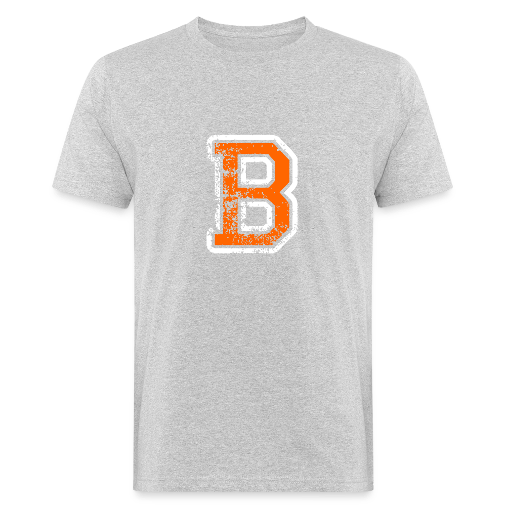 Herren T-Shirt aus Bio-Baumwolle mit B Print im College Stil weiß/orange Men's Organic T-Shirt | Continental Clothing SPOD heather grey M 