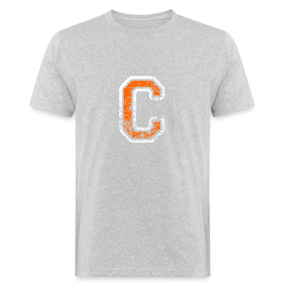 Herren T-Shirt aus Bio-Baumwolle mit C Print im College Stil weiß/orange Men's Organic T-Shirt | Continental Clothing SPOD heather grey M 