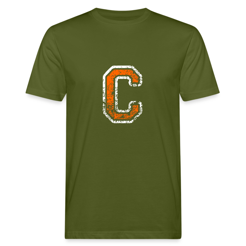 Herren T-Shirt aus Bio-Baumwolle mit C Print im College Stil weiß/orange Men's Organic T-Shirt | Continental Clothing SPOD moss green M 