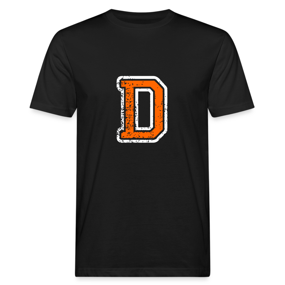 Herren T-Shirt aus Bio-Baumwolle mit D Print im College Stil weiß/orange Men's Organic T-Shirt | Continental Clothing SPOD black M 
