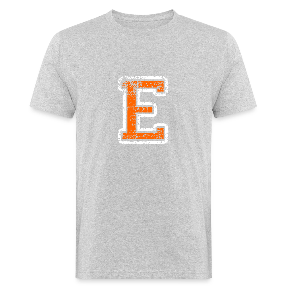 Herren T-Shirt aus Bio-Baumwolle mit E Print im College Stil weiß/orange Men's Organic T-Shirt | Continental Clothing SPOD heather grey M 