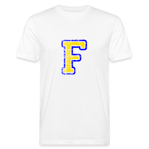 Herren T-Shirt aus Bio-Baumwolle mit F Print im College Stil blau/gelb Men's Organic T-Shirt | Continental Clothing SPOD white M 