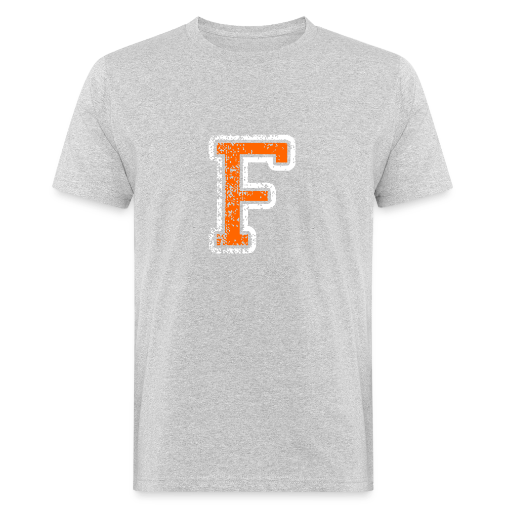 Herren T-Shirt aus Bio-Baumwolle mit F Print im College Stil weiß/orange Men's Organic T-Shirt | Continental Clothing SPOD heather grey M 