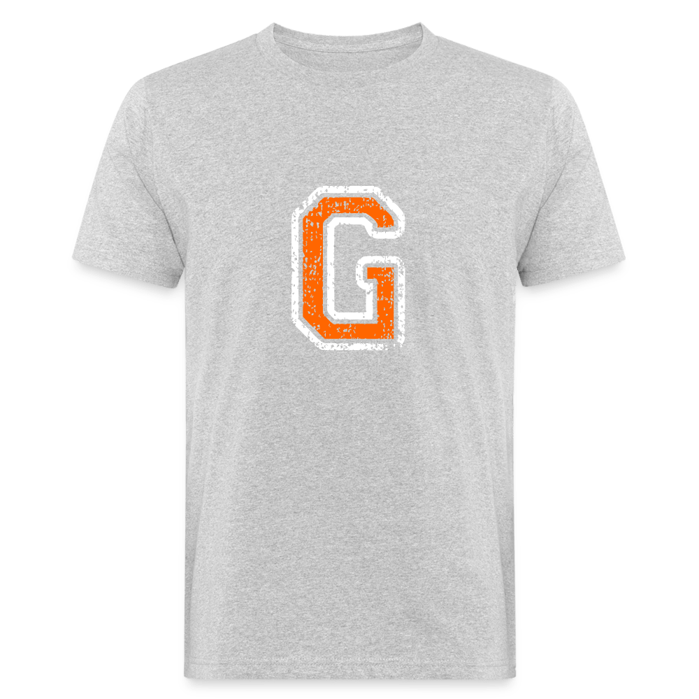 Herren T-Shirt aus Bio-Baumwolle mit G Print im College Stil weiß/orange Men's Organic T-Shirt | Continental Clothing SPOD heather grey M 