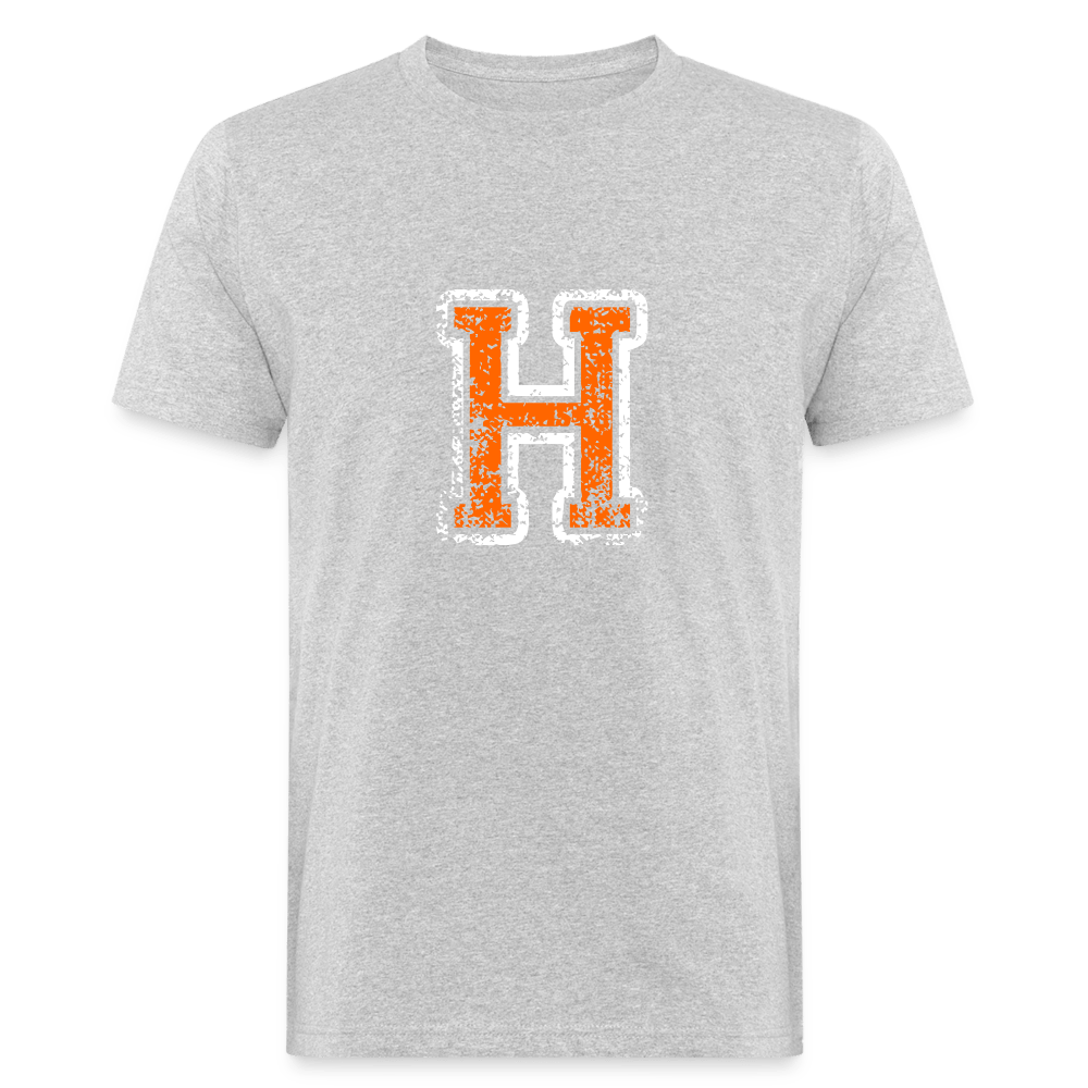 Herren T-Shirt aus Bio-Baumwolle mit H Print im College Stil weiß/orange Men's Organic T-Shirt | Continental Clothing SPOD heather grey M 