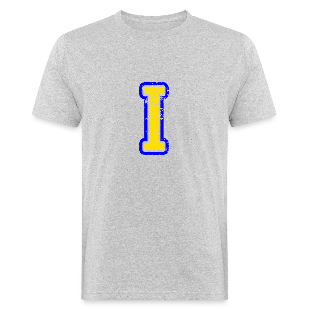Herren T-Shirt aus Bio-Baumwolle mit I Print im College Stil blau/gelb Men's Organic T-Shirt | Continental Clothing SPOD heather grey M 