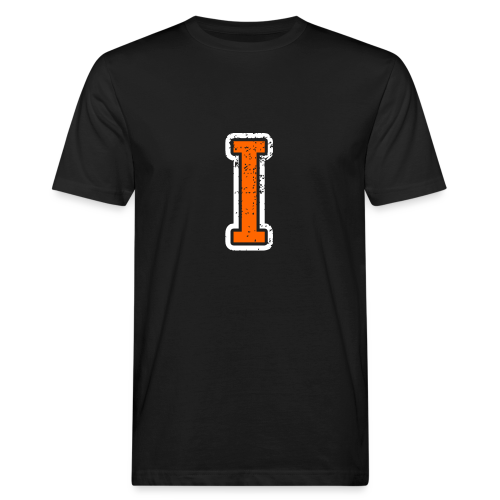 Herren T-Shirt aus Bio-Baumwolle mit I Print im College Stil weiß/orange Men's Organic T-Shirt | Continental Clothing SPOD black M 
