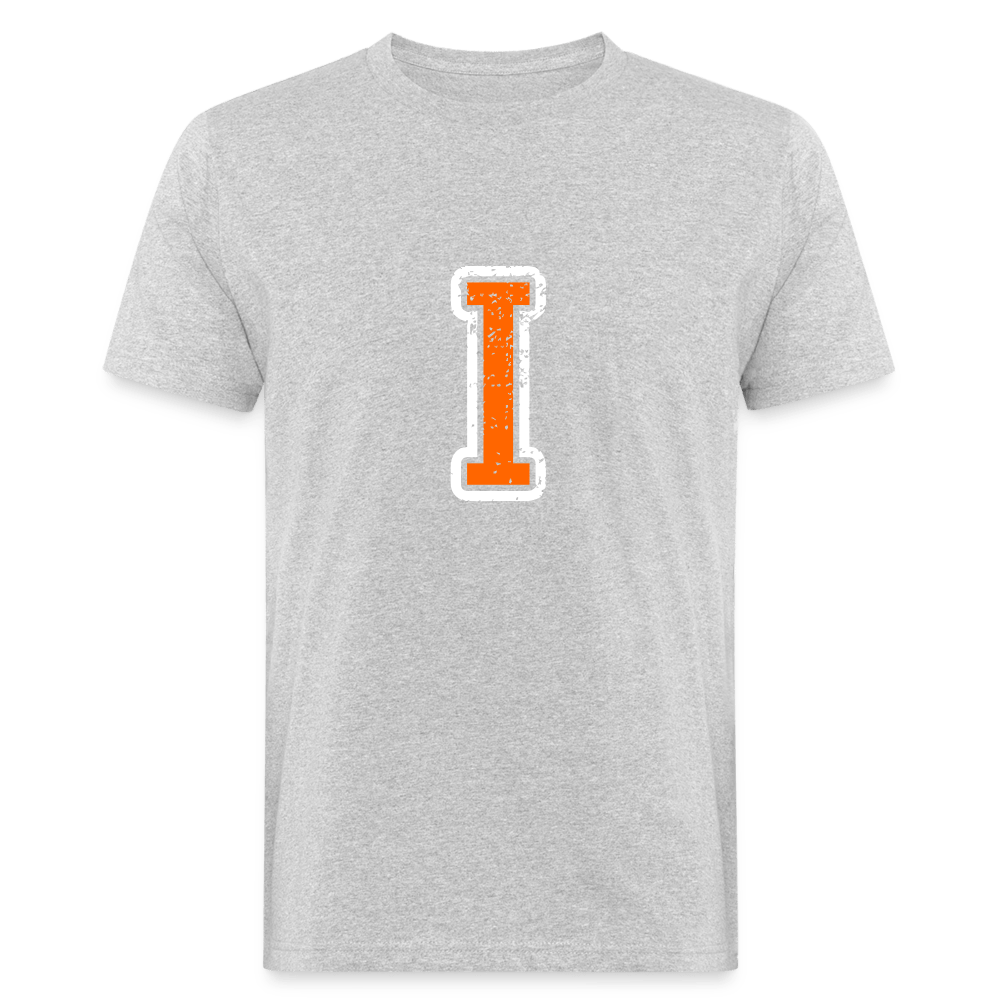 Herren T-Shirt aus Bio-Baumwolle mit I Print im College Stil weiß/orange Men's Organic T-Shirt | Continental Clothing SPOD heather grey M 
