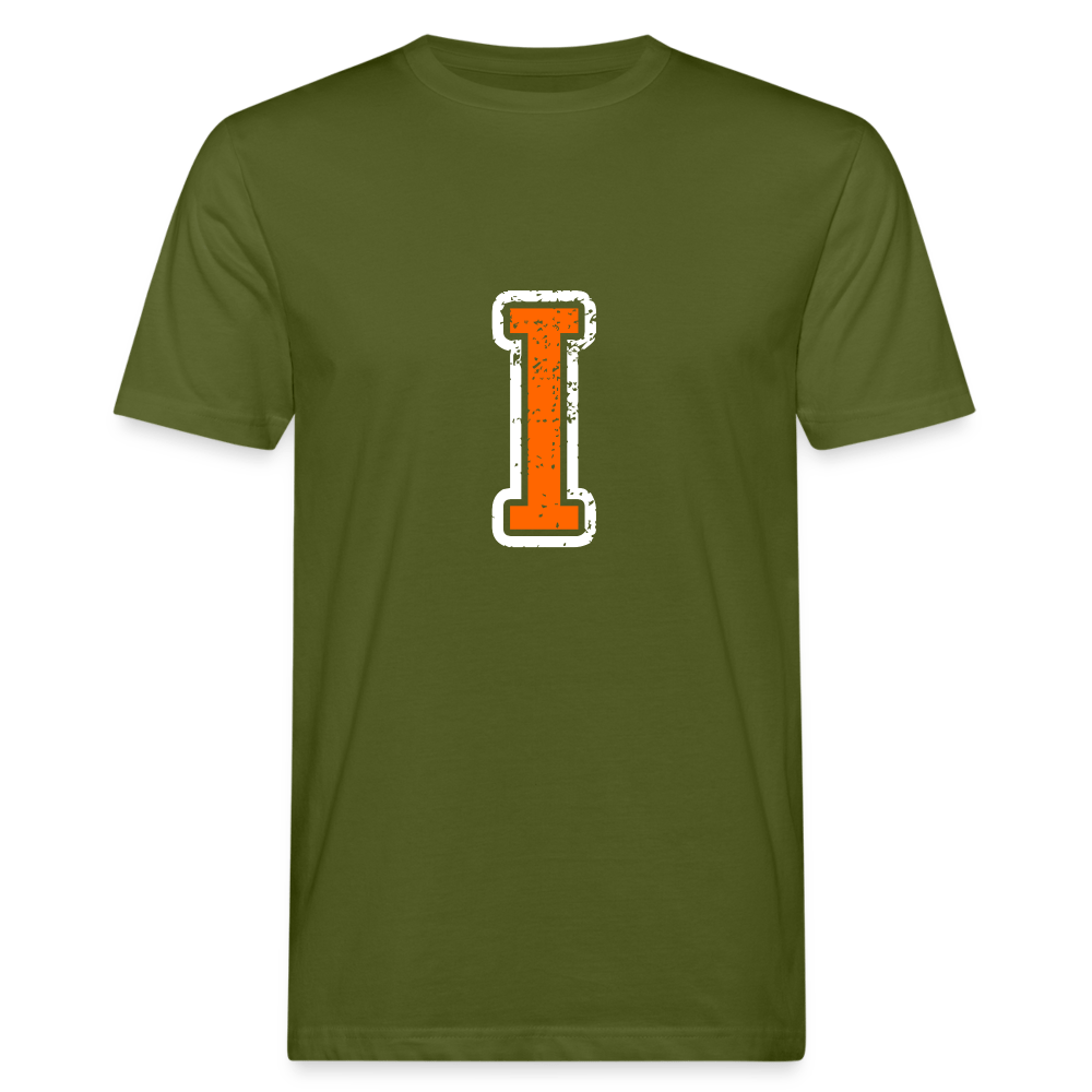 Herren T-Shirt aus Bio-Baumwolle mit I Print im College Stil weiß/orange Men's Organic T-Shirt | Continental Clothing SPOD moss green M 