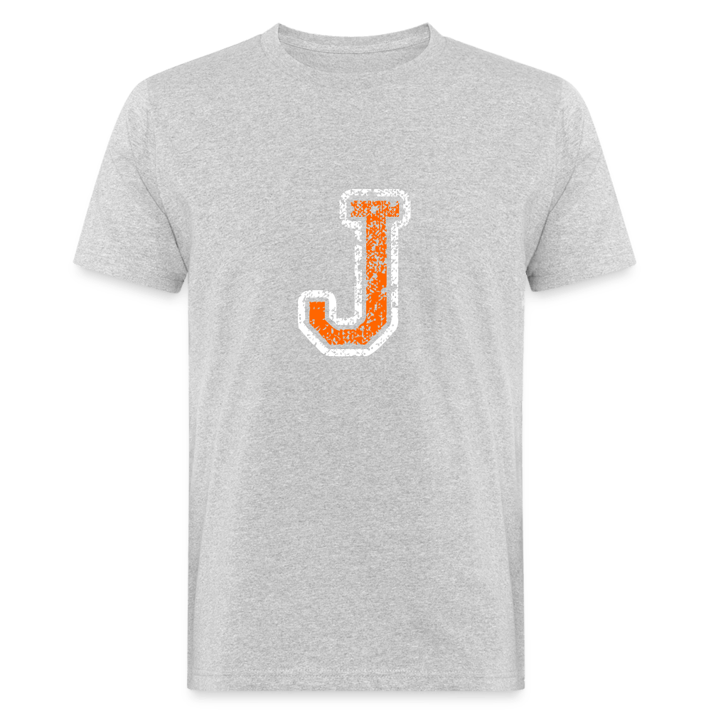 Herren T-Shirt aus Bio-Baumwolle mit J Print im College Stil weiß/orange Men's Organic T-Shirt | Continental Clothing SPOD heather grey M 