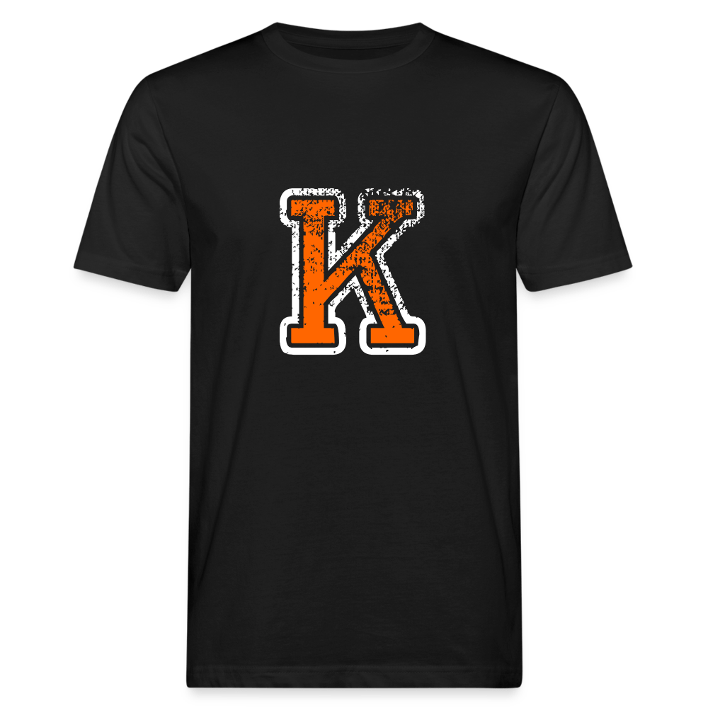 Herren T-Shirt aus Bio-Baumwolle mit K Print im College Stil weiß/orange Men's Organic T-Shirt | Continental Clothing SPOD black M 
