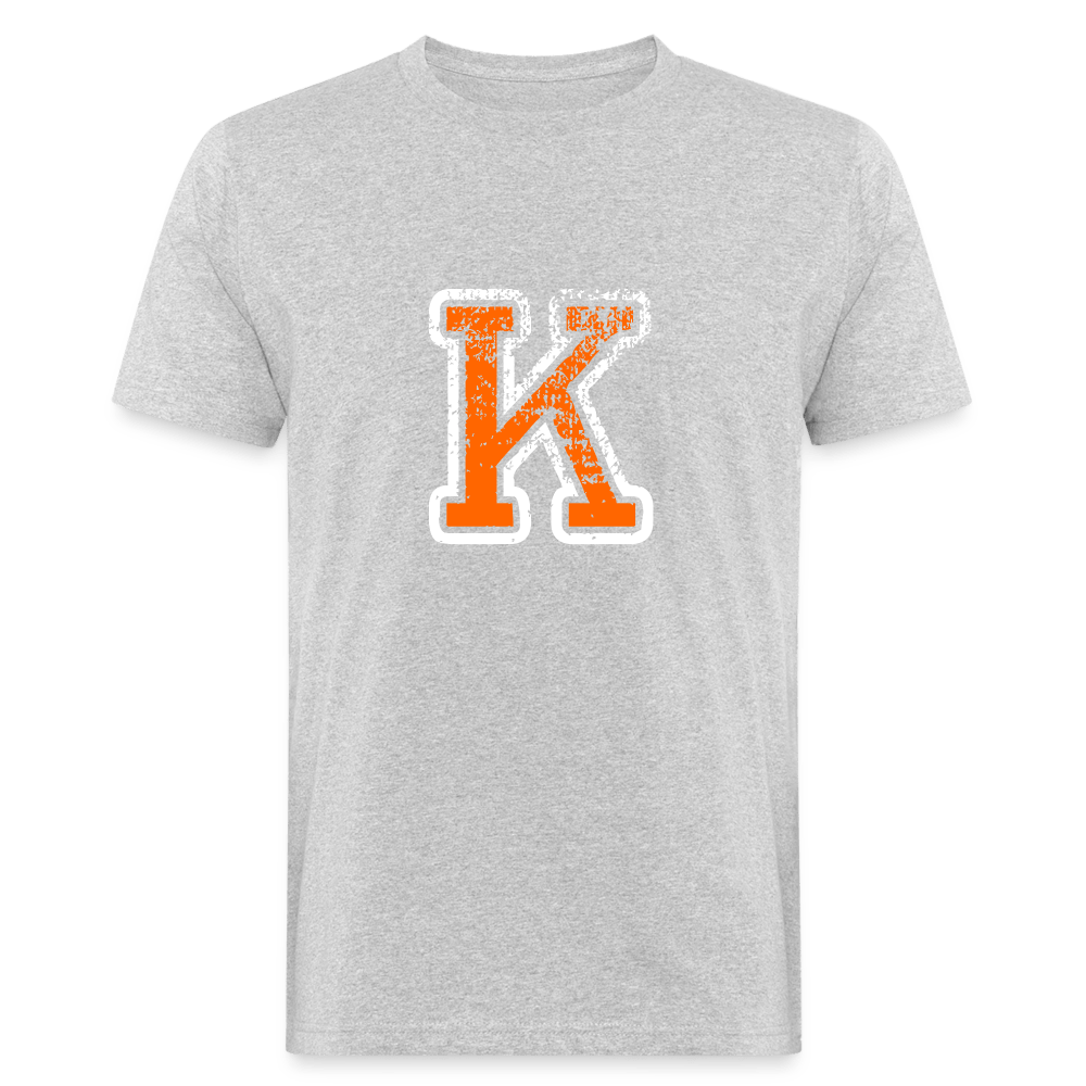 Herren T-Shirt aus Bio-Baumwolle mit K Print im College Stil weiß/orange Men's Organic T-Shirt | Continental Clothing SPOD heather grey M 