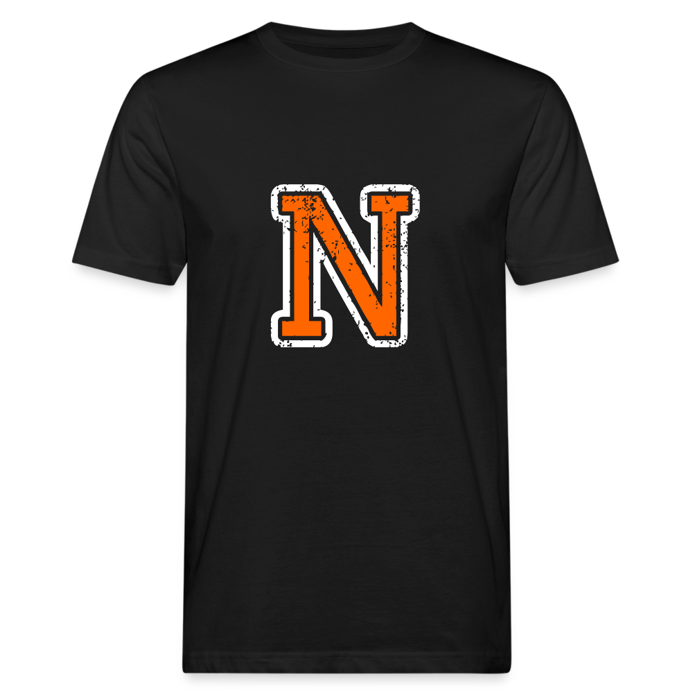Herren T-Shirt aus Bio-Baumwolle mit N Print im College Stil weiß/orange Men's Organic T-Shirt | Continental Clothing SPOD black M 