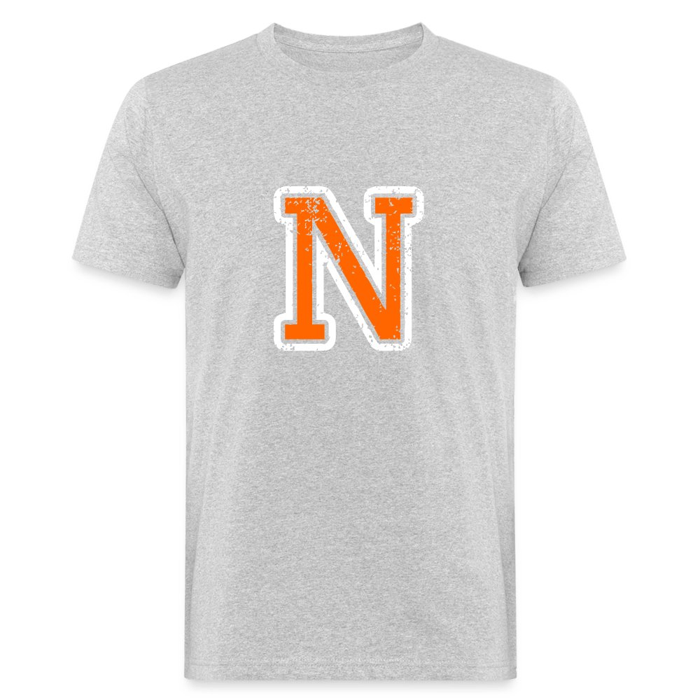 Herren T-Shirt aus Bio-Baumwolle mit N Print im College Stil weiß/orange Men's Organic T-Shirt | Continental Clothing SPOD heather grey M 