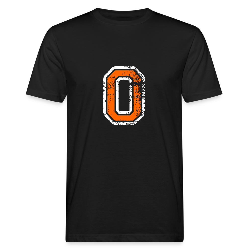 Herren T-Shirt aus Bio-Baumwolle mit O Print im College Stil weiß/orange Men's Organic T-Shirt | Continental Clothing SPOD black M 