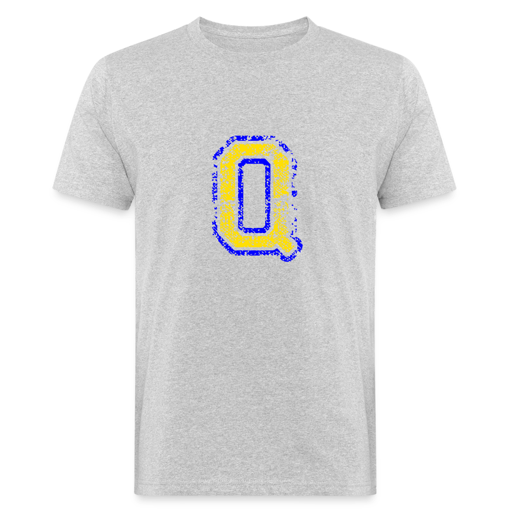 Herren T-Shirt aus Bio-Baumwolle mit Q Print im College Stil blau/gelb Men's Organic T-Shirt | Continental Clothing SPOD heather grey M 