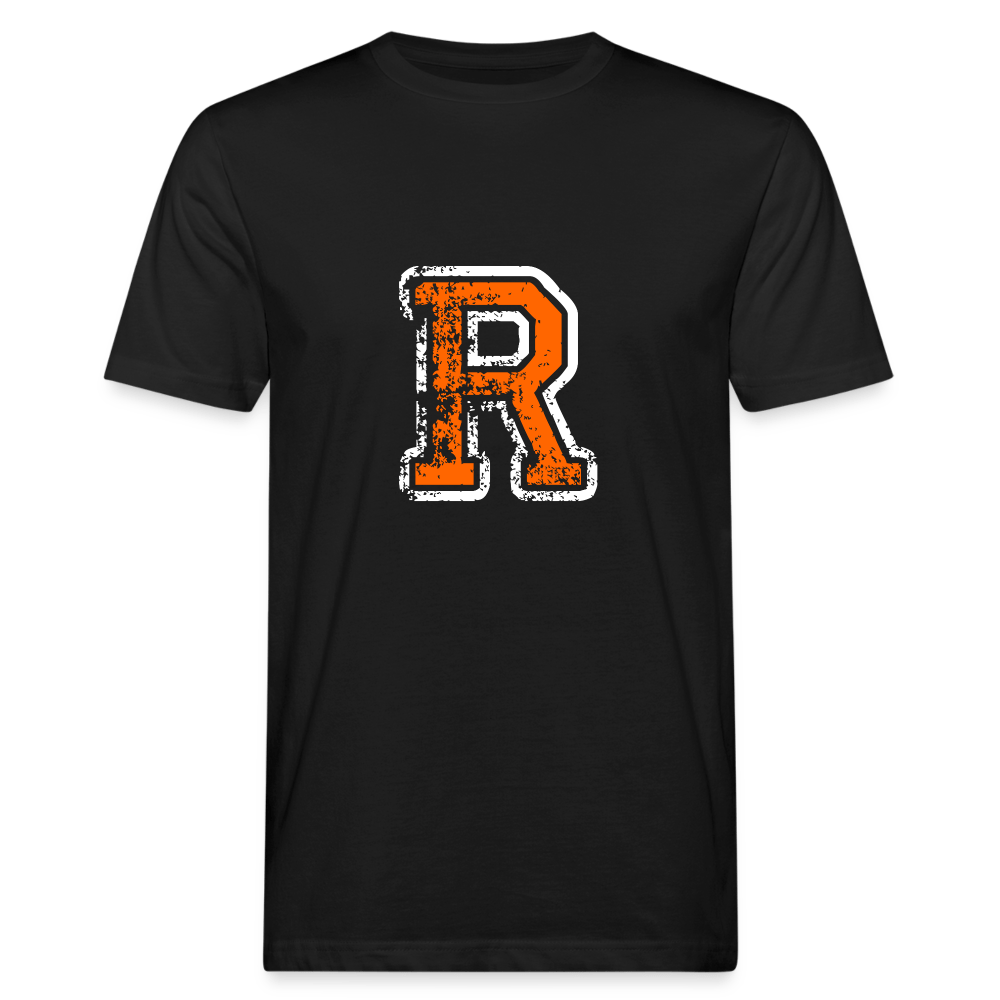 Herren T-Shirt aus Bio-Baumwolle mit R Print im College Stil weiß/orange Men's Organic T-Shirt | Continental Clothing SPOD black M 