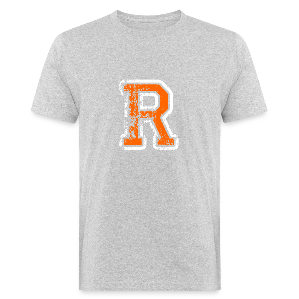 Herren T-Shirt aus Bio-Baumwolle mit R Print im College Stil weiß/orange Men's Organic T-Shirt | Continental Clothing SPOD heather grey M 