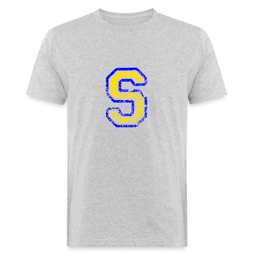 Herren T-Shirt aus Bio-Baumwolle mit S Print im College Stil blau/gelb Men's Organic T-Shirt | Continental Clothing SPOD heather grey M 