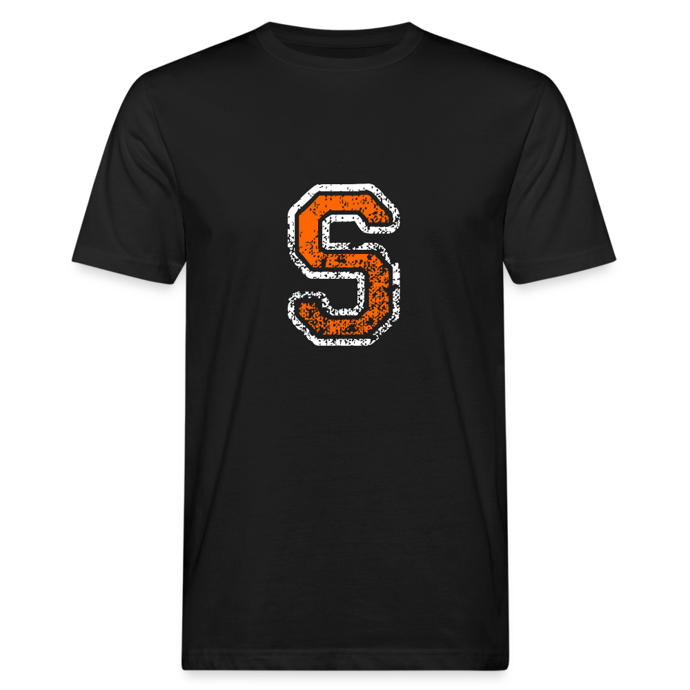 Herren T-Shirt aus Bio-Baumwolle mit S Print im College Stil weiß/orange Men's Organic T-Shirt | Continental Clothing SPOD black M 