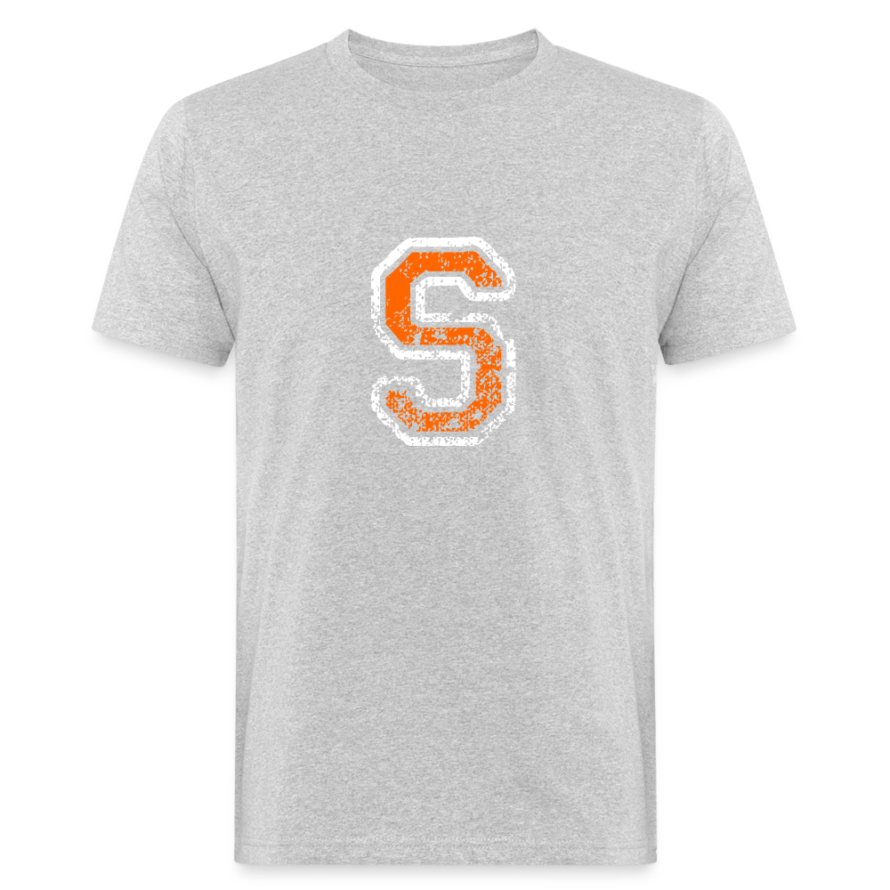 Herren T-Shirt aus Bio-Baumwolle mit S Print im College Stil weiß/orange Men's Organic T-Shirt | Continental Clothing SPOD heather grey M 